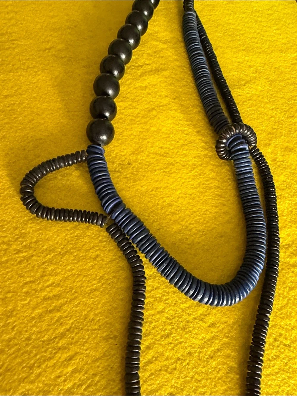 Stylish Black and Navy Beaded and coconut shellLong Necklace - Women Accessories